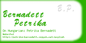 bernadett petrika business card